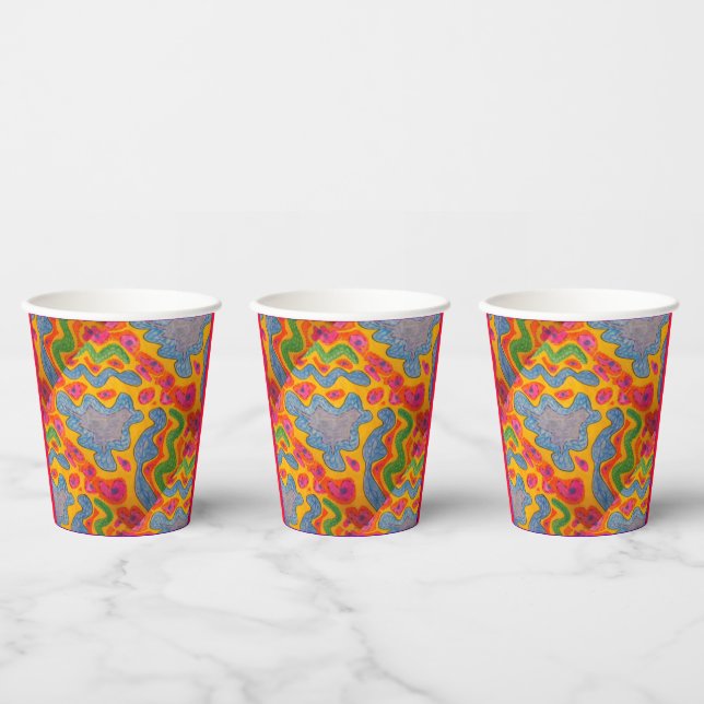 Bright ethnic type design  paper cups (Multi)