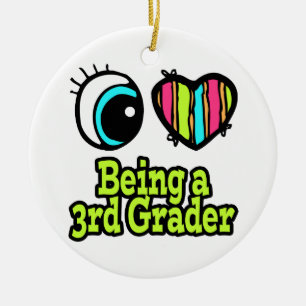 Bright Eye Heart I Love Being a 3rd Grader Ceramic Tree Decoration