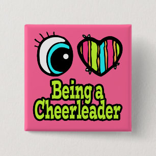Bright Eye Heart I Love Being a Cheerleader 15 Cm Square Badge