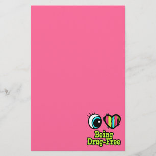 Bright Eye Heart I Love Being Drug-Free Stationery