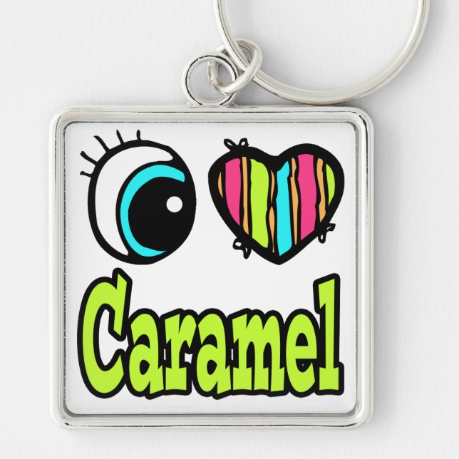 Bright Eye Heart I Love Caramel Key Ring (Front)
