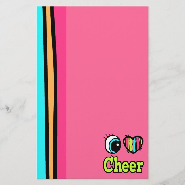 Bright Eye Heart I Love Cheer Stationery (Front)