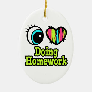 Bright Eye Heart I Love Doing Homework Ceramic Tree Decoration