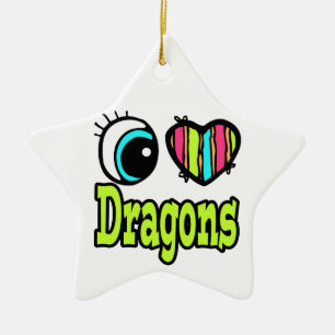 Bright Eye Heart I Love Dragons Ceramic Ornament