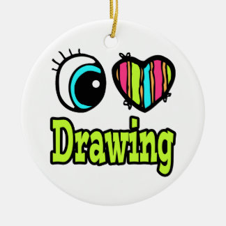 Bright Eye Heart I Love Drawing Ceramic Ornament