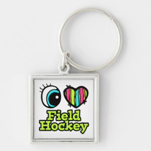 Bright Eye Heart I Love Field Hockey Key Ring