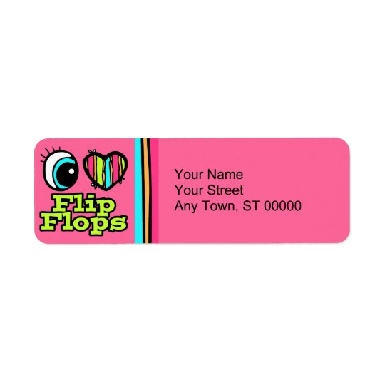 Bright Eye Heart I Love Flip Flops Return Address Label