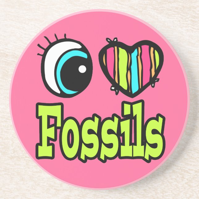 Bright Eye Heart I Love Fossils Coaster (Front)