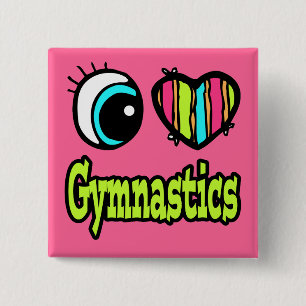 Bright Eye Heart I Love Gymnastics 15 Cm Square Badge