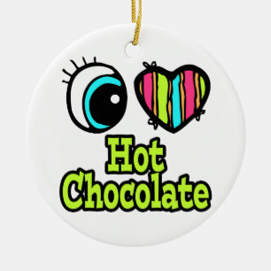Bright Eye Heart I Love Hot Chocolate Ceramic Tree Decoration
