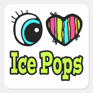 Bright Eye Heart I Love Ice Pops Square Sticker