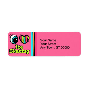 Bright Eye Heart I Love Ice Skating Return Address Label