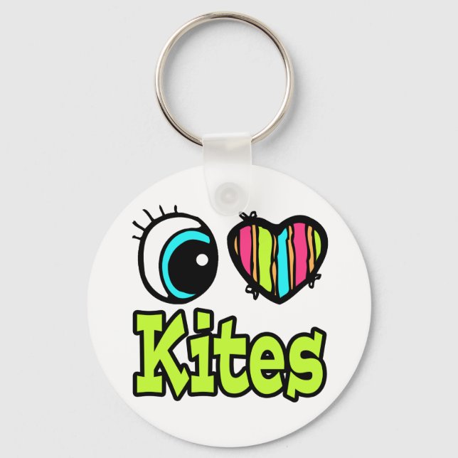 Bright Eye Heart I Love Kites Key Ring (Front)