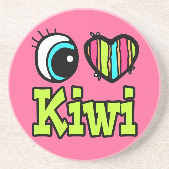 Bright Eye Heart I Love Kiwi Coaster (Front)
