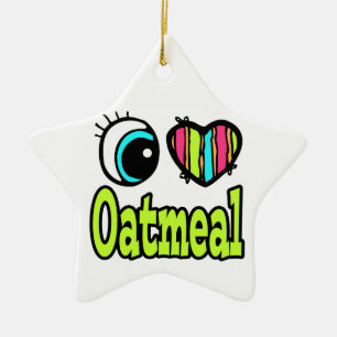Bright Eye Heart I Love Oatmeal Ceramic Ornament