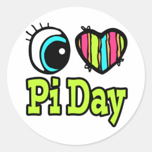 Bright Eye Heart I Love Pi Day Classic Round Sticker