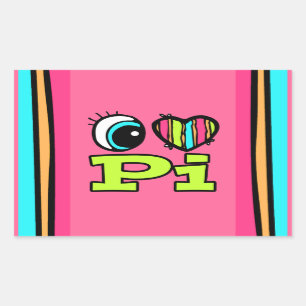 Bright Eye Heart I Love Pi Rectangular Sticker