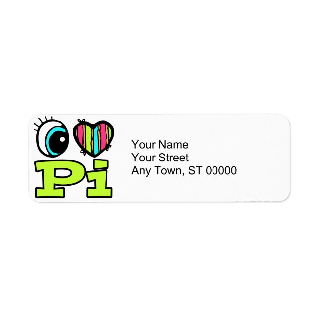 Bright Eye Heart I Love Pi Return Address Label (Front)