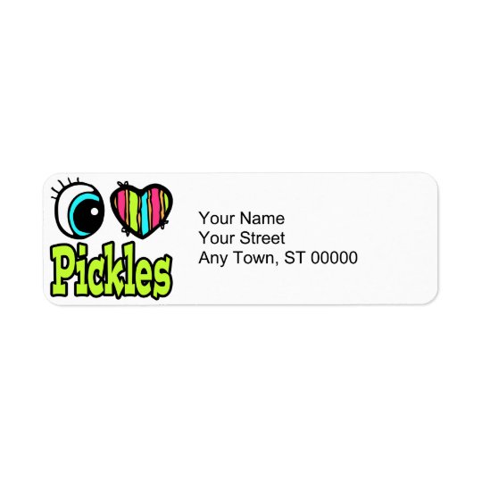 Bright Eye Heart I Love Pickles Return Address Label