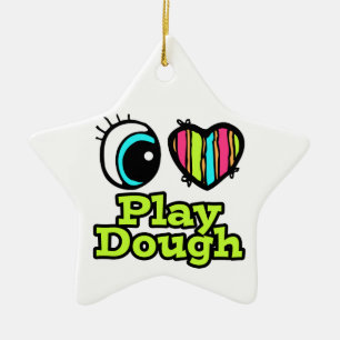 Bright Eye Heart I Love Play Dough Ceramic Ornament