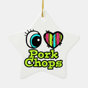 Bright Eye Heart I Love Pork Chops Ceramic Tree Decoration
