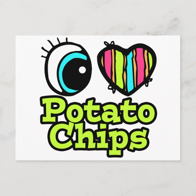 Bright Eye Heart I Love Potato Chips Postcard (Front)