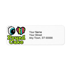 Bright Eye Heart I Love Pound Cake Return Address Label