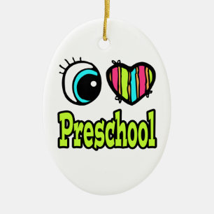 Bright Eye Heart I Love Preschool Ceramic Tree Decoration