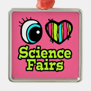 Bright Eye Heart I Love Science Fairs Metal Ornament