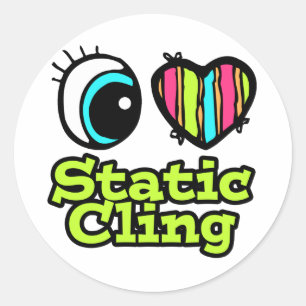 Bright Eye Heart I Love Static Cling Classic Round Sticker