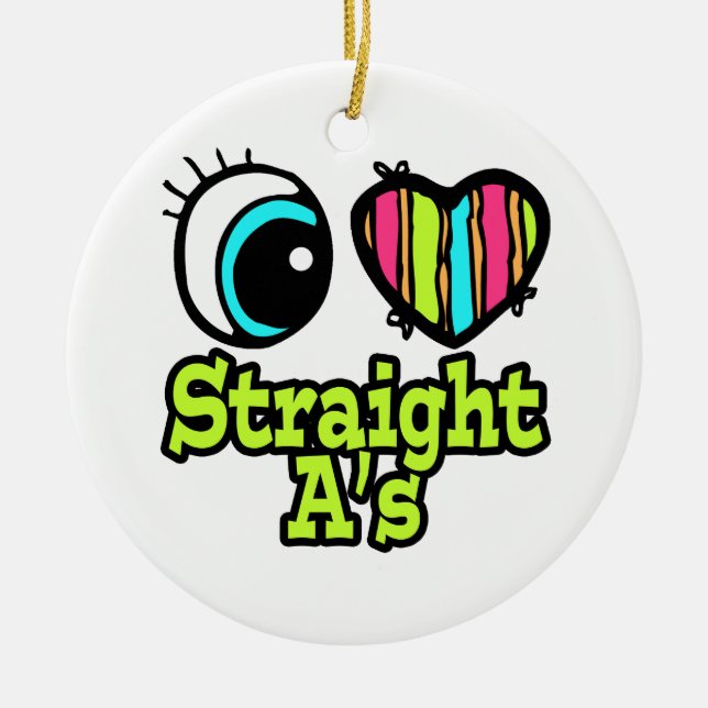 Bright Eye Heart I Love Straight As Ceramic Tree Decoration (Front)