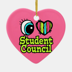 Bright Eye Heart I Love Student Council Ceramic Tree Decoration
