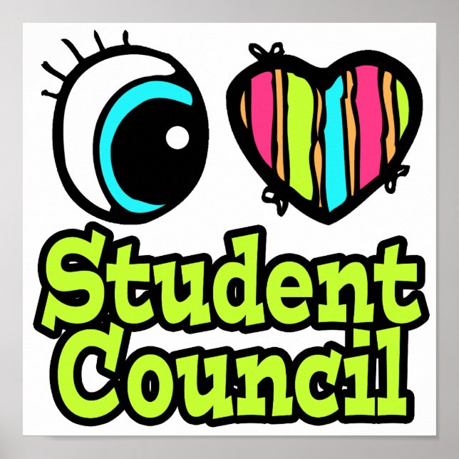 Bright Eye Heart I Love Student Council Poster (Front)