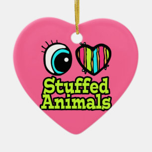 Bright Eye Heart I Love Stuffed Animals Ceramic Tree Decoration