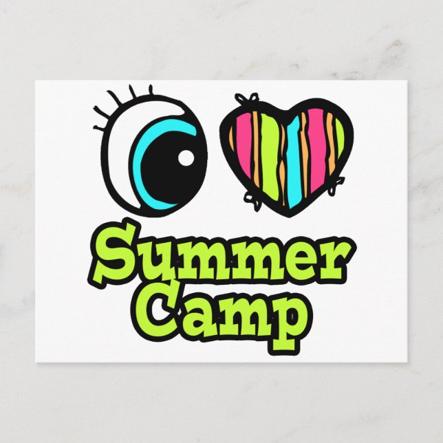 Bright Eye Heart I Love Summer Camp Postcard (Front)