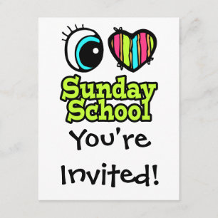 Bright Eye Heart I Love Sunday School Invitation