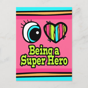 Bright Eye Heart I Love Super Hero Postcard