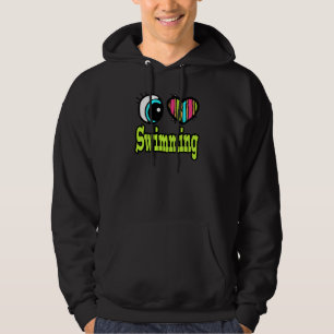 Bright Eye Heart I Love Swimming Hoodie