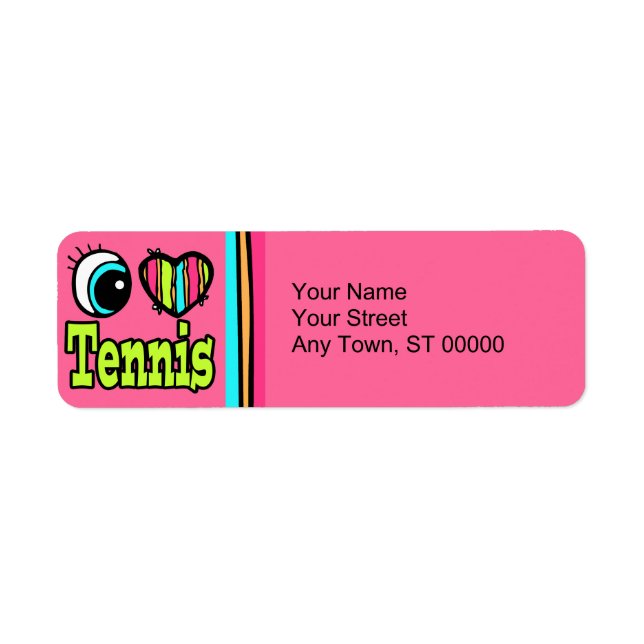 Bright Eye Heart I Love Tennis Return Address Label (Front)