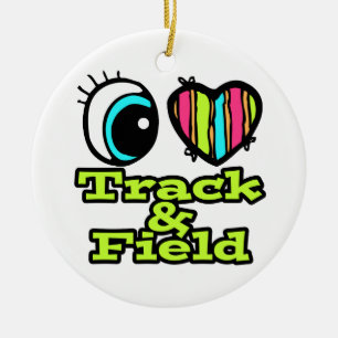 Bright Eye Heart I Love Track and Field Ceramic Ornament