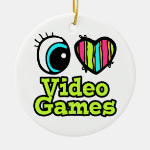 Bright Eye Heart I Love Video Games Ceramic Tree Decoration