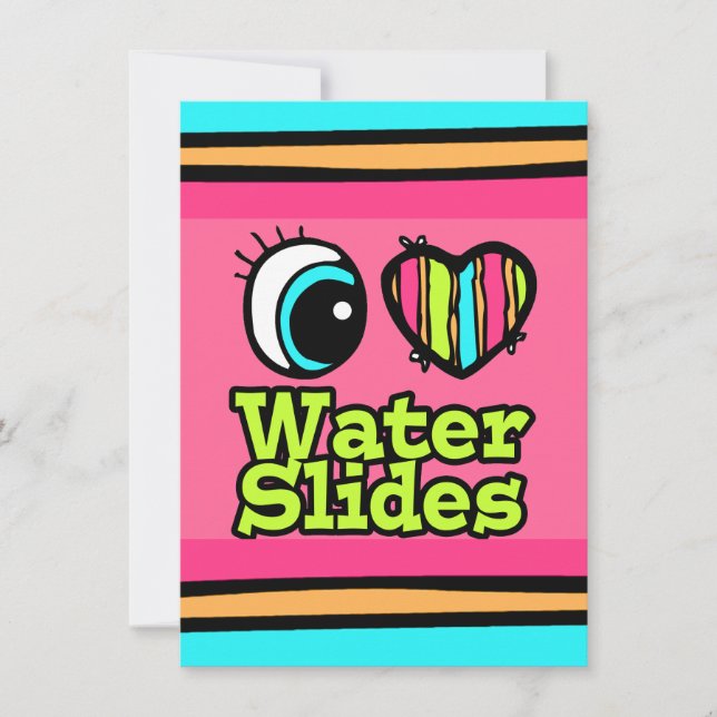 Bright Eye Heart I Love Water Slides Invitation (Front)