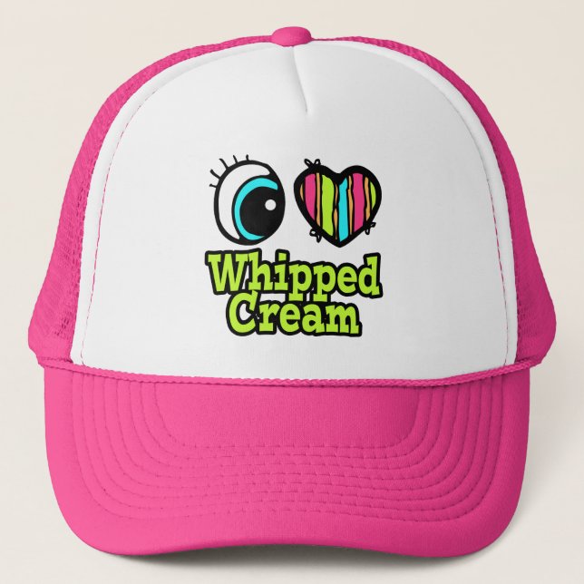 Bright Eye Heart I Love Whipped Cream Trucker Hat (Front)