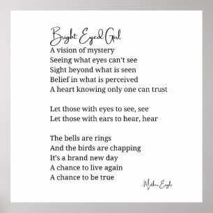 Bright Eyed Girl Inspirational Poem Wall Art 