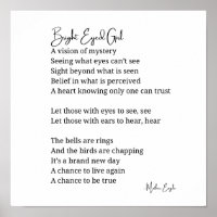 Bright Eyed Girl Inspirational Poem Wall Art