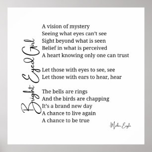 Bright Eyed Girl Inspirational Poem Wall Art Decor