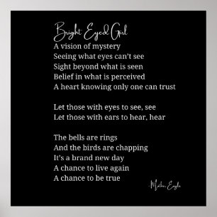 Bright Eyed Girl Inspirational Poem Wall Art decor