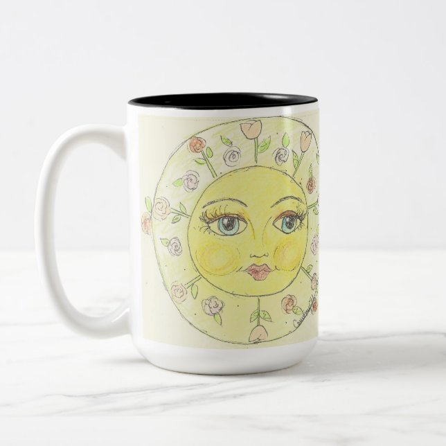Bright eyed Little flower sun Two-Tone Coffee Mug (Left)