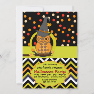 Bright Eyed Owl Halloween Party Invitation