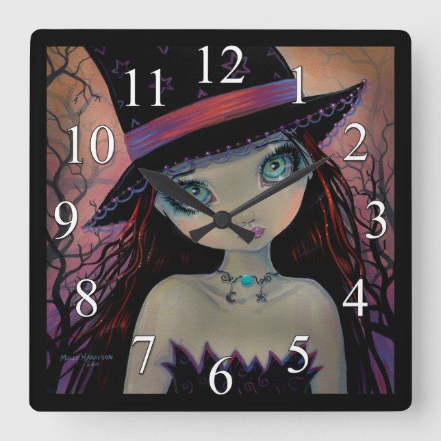 Bright Eyed Witch Gothic Big Eye Clock (Front)